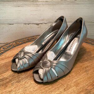 Caparros Silver Peep Toe Pumps 7-1/2B